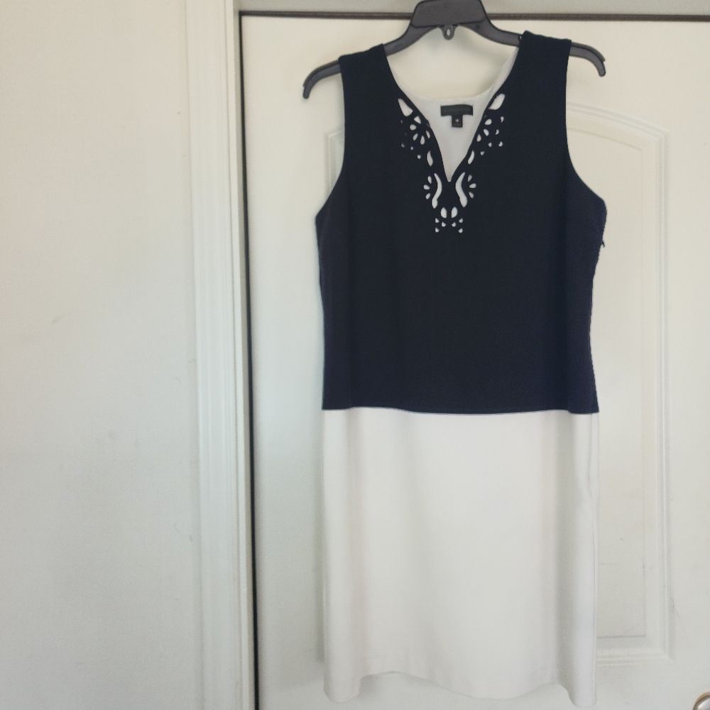 Worthington Black white above knee sleeveless Mini women dress  Size12 - Picture 10 of 15